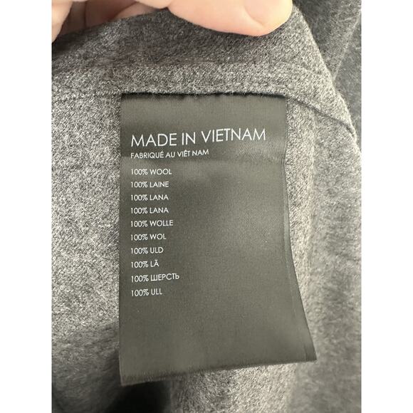 Club Monaco Women’s Gray 100% Wool Button Front Long Sleeve Shirt Dress Sz Large - Picture 7 of 9